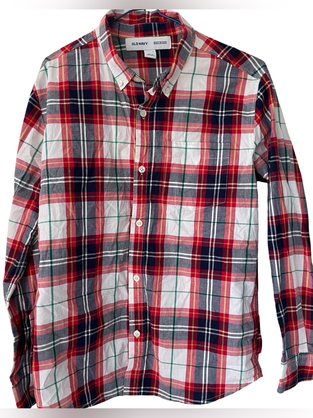 Old Navy Red Plaid Button-Down Shirt -Boys